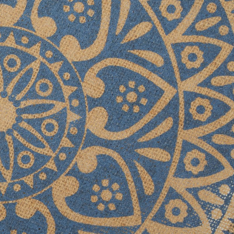 DII Block Print Jute Placemat Set 6 Piece, French Blue Block Print, 15" Dia