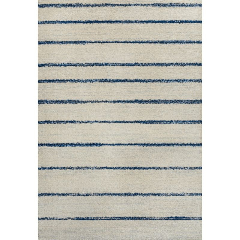 JONATHAN Y Williamsburg Minimalist Stripe Cream/Navy 4 ft. x 6 ft. Area Rug