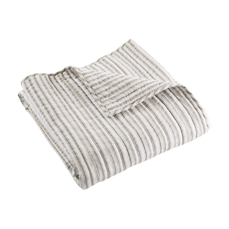 Tobago Stripe Taupe Quilted Throw - Levtex Home