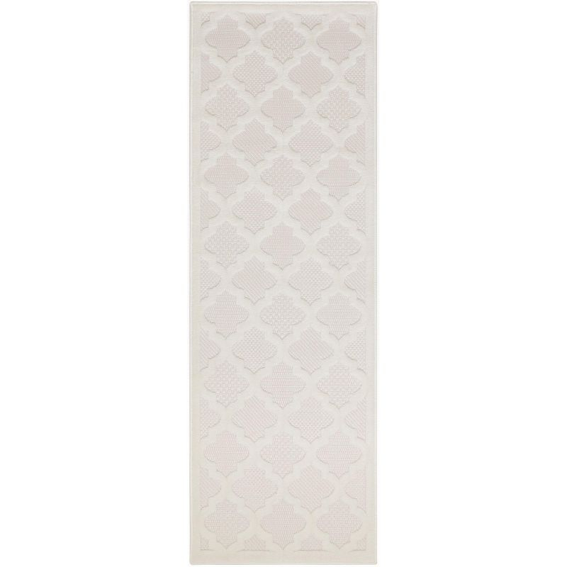 Nourison Trellis Outdoor Runner Rug Ivory White 2' x 6'