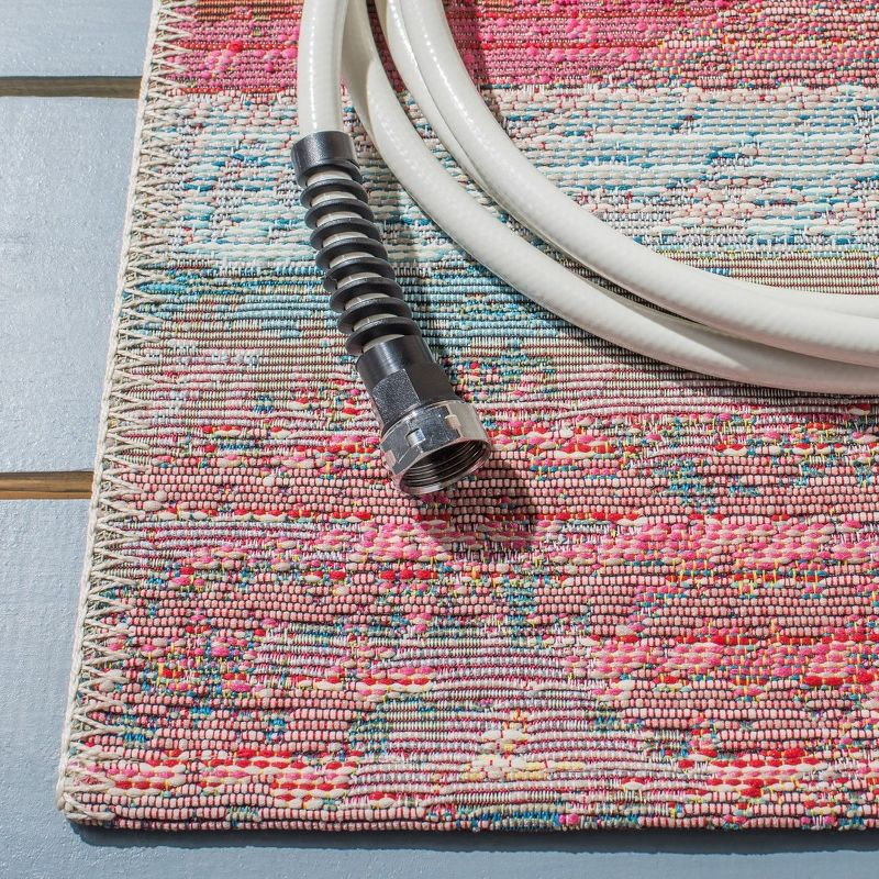 Barbados 500 BAR554 Power Loomed Indoor/Outdoor Area Rug - Light Blue/Pink - 8'x10'5" - Safavieh