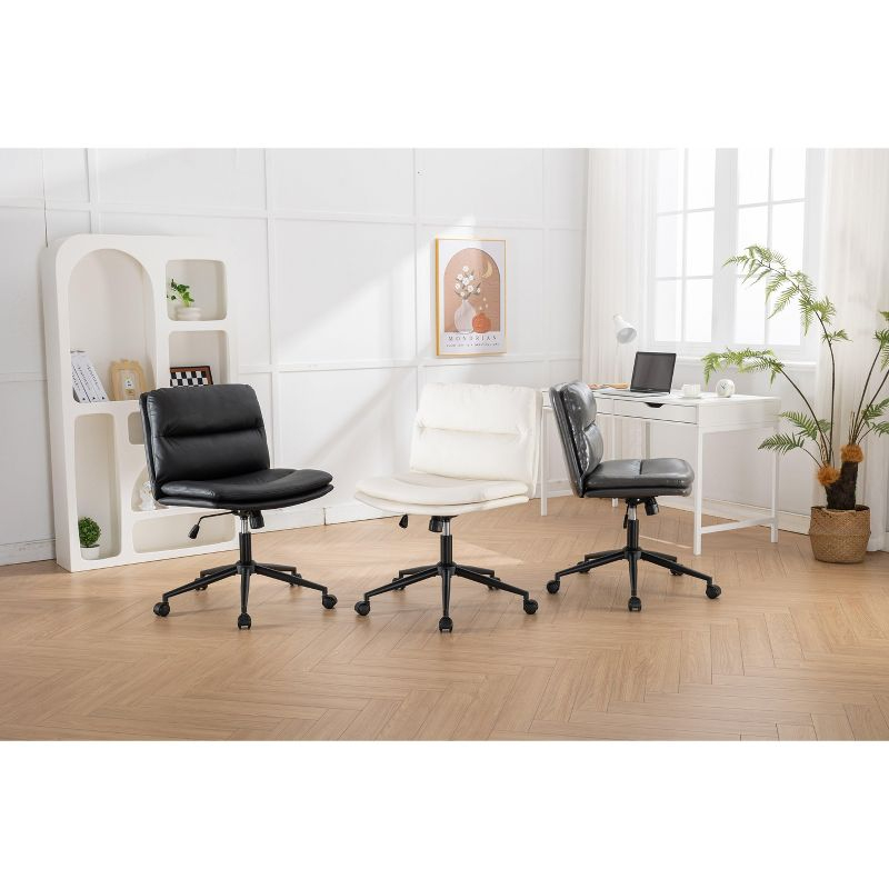 Roundhill Furniture Bizerte Adjustable Swivel Criss Cross Chair, Wide Seat Office Chair Gray
