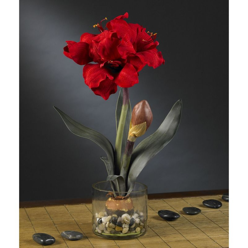 Nearly Natural Amaryllis with Round Vase
