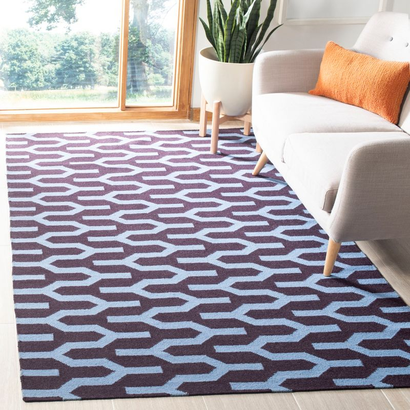 Dhurries DHU630 Hand Woven Area Rug - Purple/Blue - 4'x6' - Safavieh.