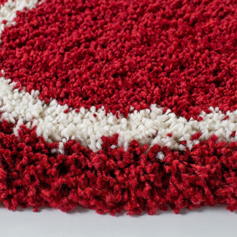Hudson Shag SGH280 Power Loomed Indoor Area Rug - Red/Ivory - 7' Round - Safavieh