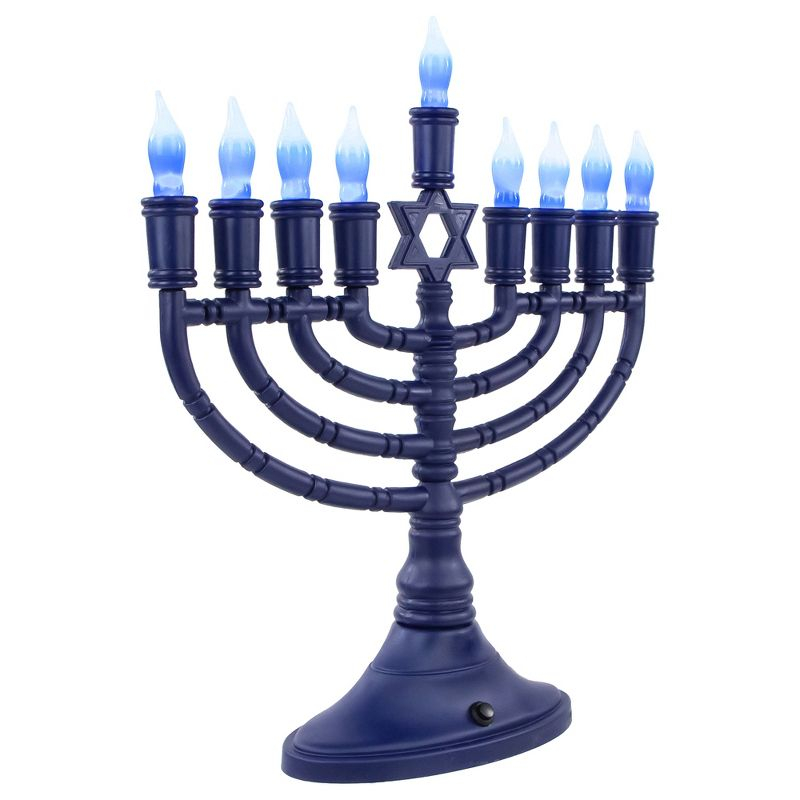 Rite Lite 15" Premium Blue Large LED Electric Menorah with Sequential Lighting