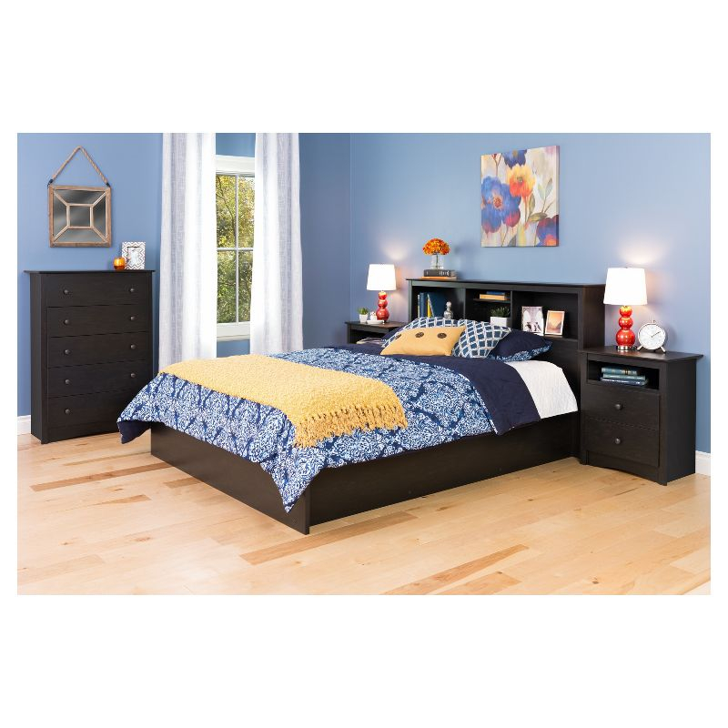 Prepac Monterey 5 Drawer Dresser Washed Black: Wood Composite Vertical Storage, 45.25" High