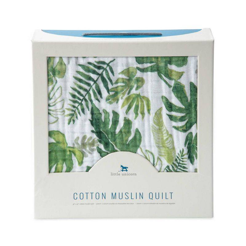 Little Unicorn Cotton Muslin Quilt Blanket - Tropical Leaf