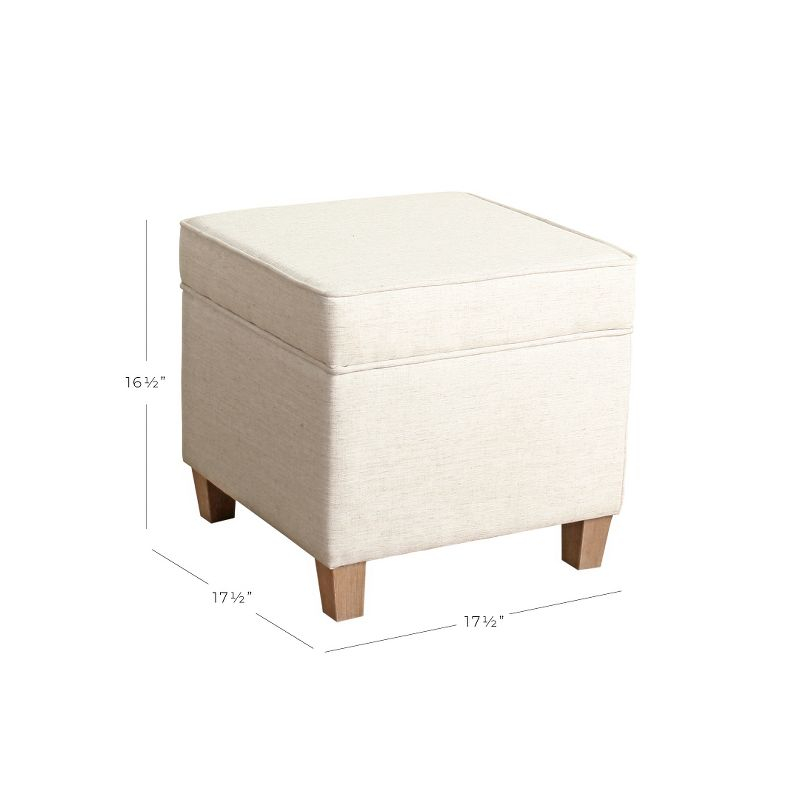 HomePop Cole Classics Square Storage Ottoman with Lift Off Top Linen: Upholstered Footstool, Wood Legs, Polyester