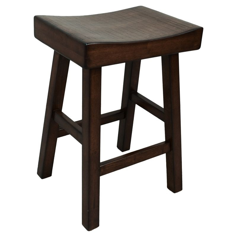 Carolina Living 24"Levi Counter Height Barstool Espresso Brown and Table: Solid Wood, Backless