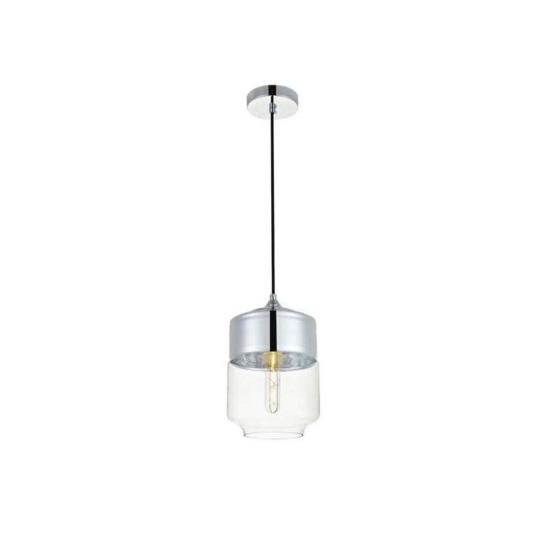 Elegant Lighting Ashwell 1 Light Chrome Pendant With Clear Glass
