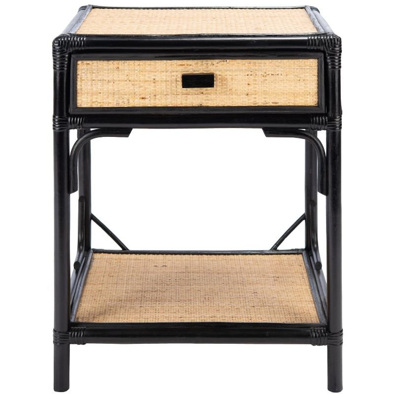 Roya 1 Drawer 1 Shelf Nightstand - NST4005 - Black/Natural - Safavieh