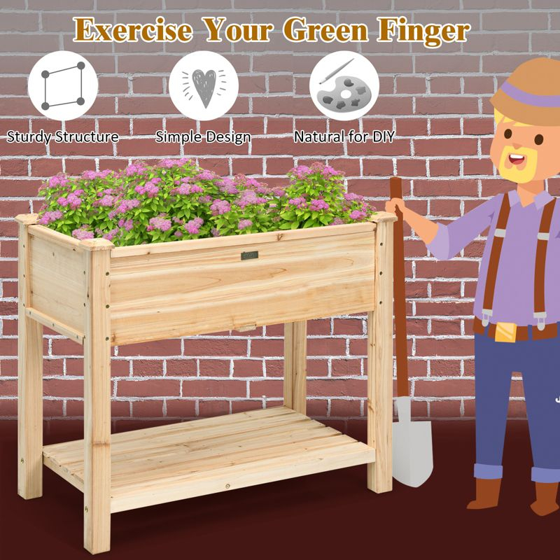 Costway Raised Garden Bed Elevated Wood Planter Box Stand for Vegetable Flower