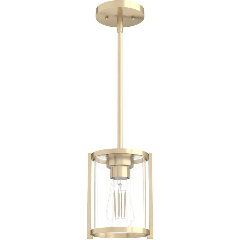 Astwood Clear Glass Mini Pendant Ceiling Light Fixture Gold - Hunter Fan: ETL Listed, Art Deco, Adjustable Height, Metal Body
