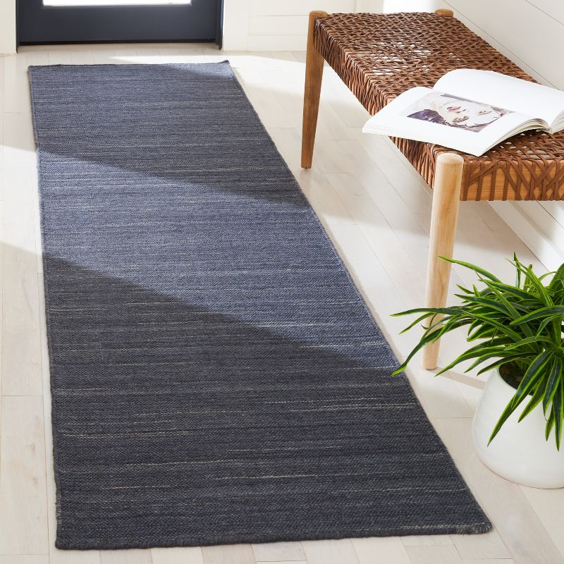 Kilim KLM125 Hand Woven Runner Rug - Dark Grey - 2'3"x9' - Safavieh