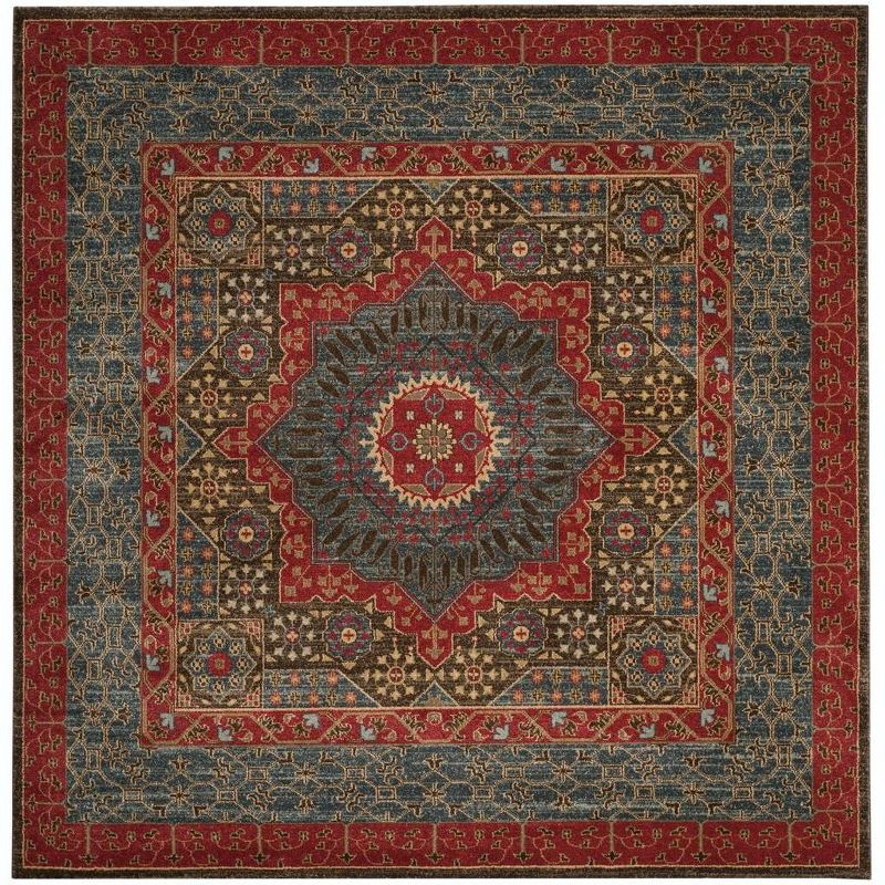 Mahal MAH620 Power Loomed Indoor Area Rug - Navy/Red - 5'1"x5'1" - Safavieh.