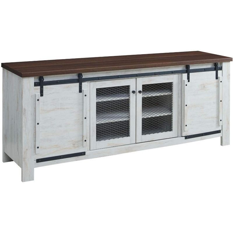 Modway Bennington 71 Rustic Sliding Door TV Stand White