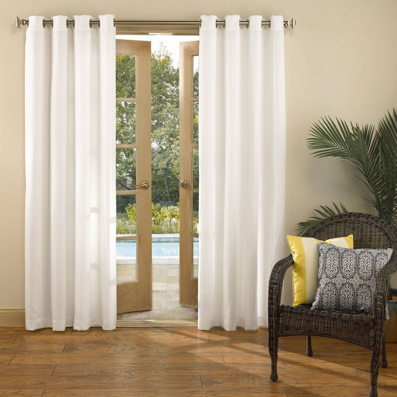 54"x84" Sun Zero Room Darkening Sailor UV Protectant Grommet Indoor/Outdoor Curtain Panel White: Patio Door Curtains