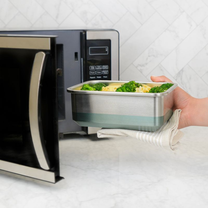 Bentgo Microsteel Heat and Eat Container Aqua: Leakproof Lunch & Snack Storage, BPA-Free, Dishwasher Safe, 8.5 Volume