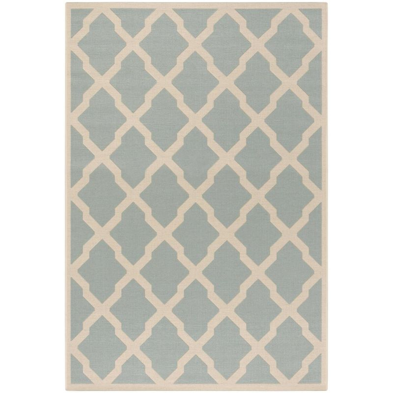 Beach House BHS122 Power Loomed Indoor/Outdoor Area Rug - Aqua/Cream - 4'x6' - Safavieh