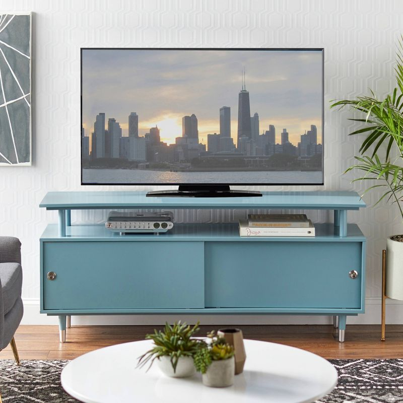 Buylateral Margo Mid Century Modern TV Stand for TVs up to 65" Antique Blue
