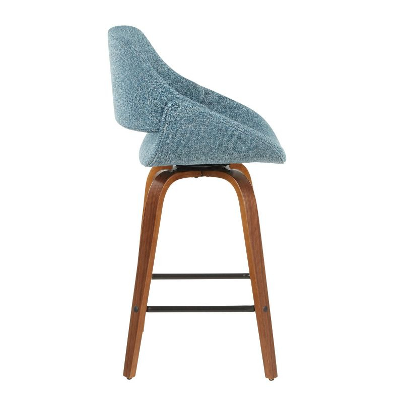 Set of 2 Fabrico Mid-Century Modern Counter Height Barstools - LumiSource: Walnut Wood, Polyester Upholstery