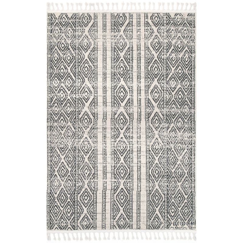 Nuloom Chenoa Striped Global Tassel Indoor Area Rug, 4' x 6', Ivory