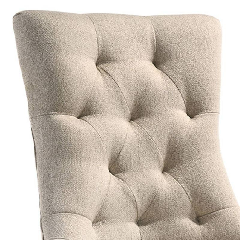22" Farren Accent Chair Beige Fabric/Espresso Finish - Acme Furniture: Upholstered, Tufted Backrest, Nailhead Trim
