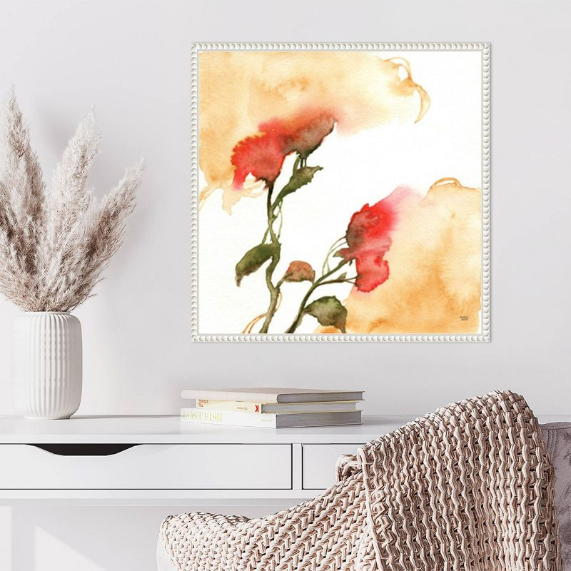 Amanti Art 22"x22" Watercolor Floral Yellow and Red II by Andrea Bijou Framed Canvas Wall Art Print