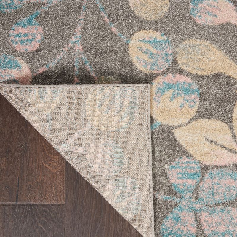 Nourison Tranquil 4' X 6' Grey/Beige Area Rug Contemporary Botanical Vine and Bloom by Nourison