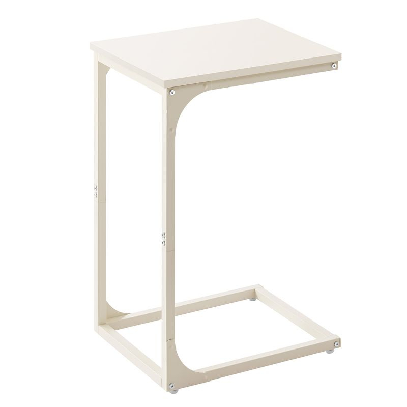 VASAGLE C-Shaped End Table, Small Side Table for Couch, Sofa Table with Metal Frame, Cream White