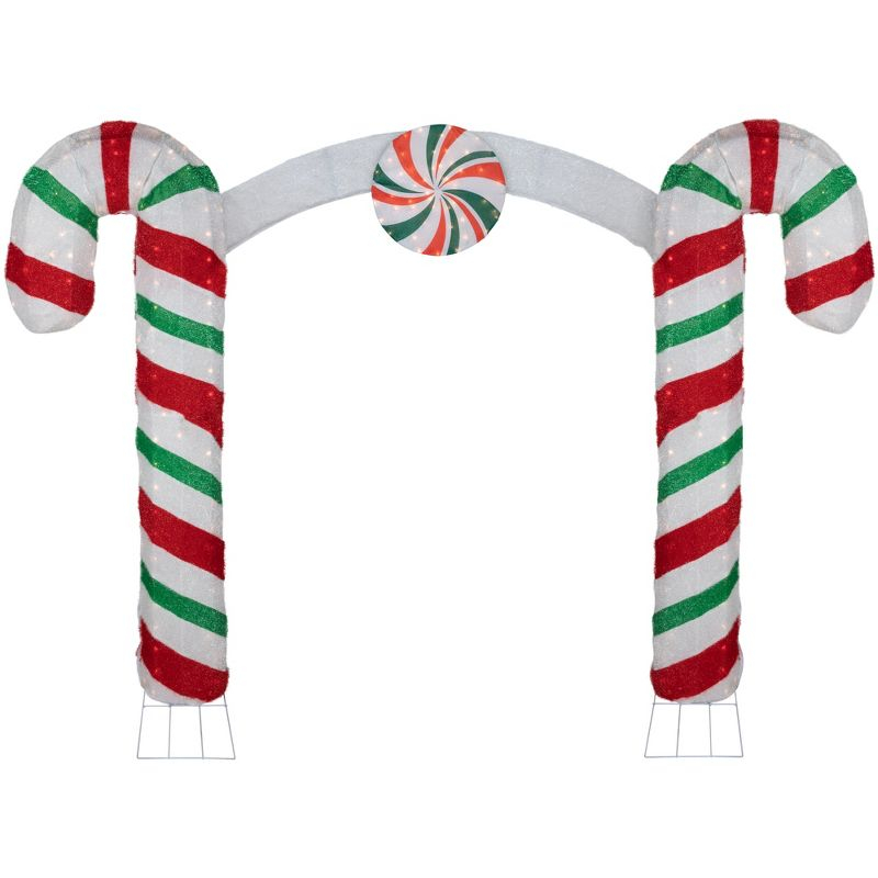 Northlight Seasonal 7' Lighted Double Candy Cane Archway Outdoor Christmas Decoration