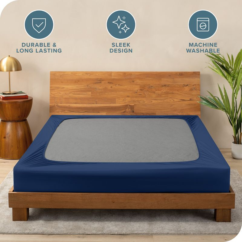 Dark Blue Twin Stretch Box Spring Cover - Wrap Around by Bare Home