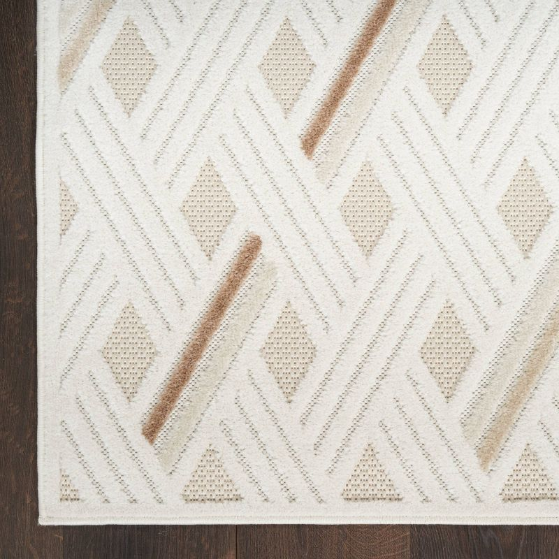 Nourison 7'10"x9'10" Care Free Lattice Machine Woven Area Rug Ivory/Beige: Geometric Low Pile Indoor Rug for Living Room