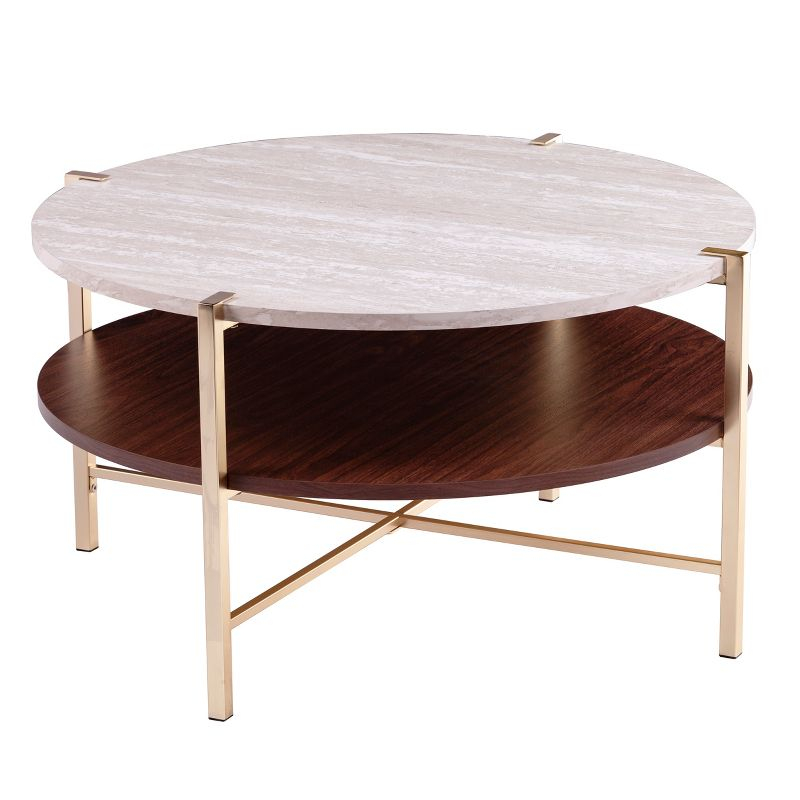 Ardmillan Round Faux Marble Cocktail Table - CK1004990 - Brass - SEI