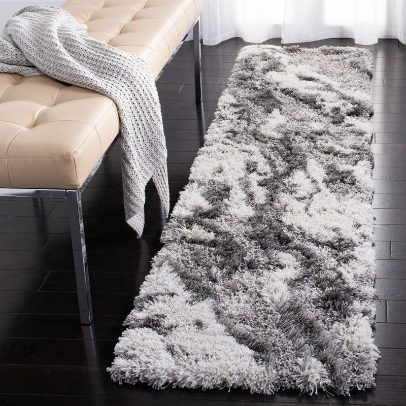 Horizon Shag 800 HZN890 Machine Made Runner Rug - 2'x11' - Grey/Ivory - Safavieh
