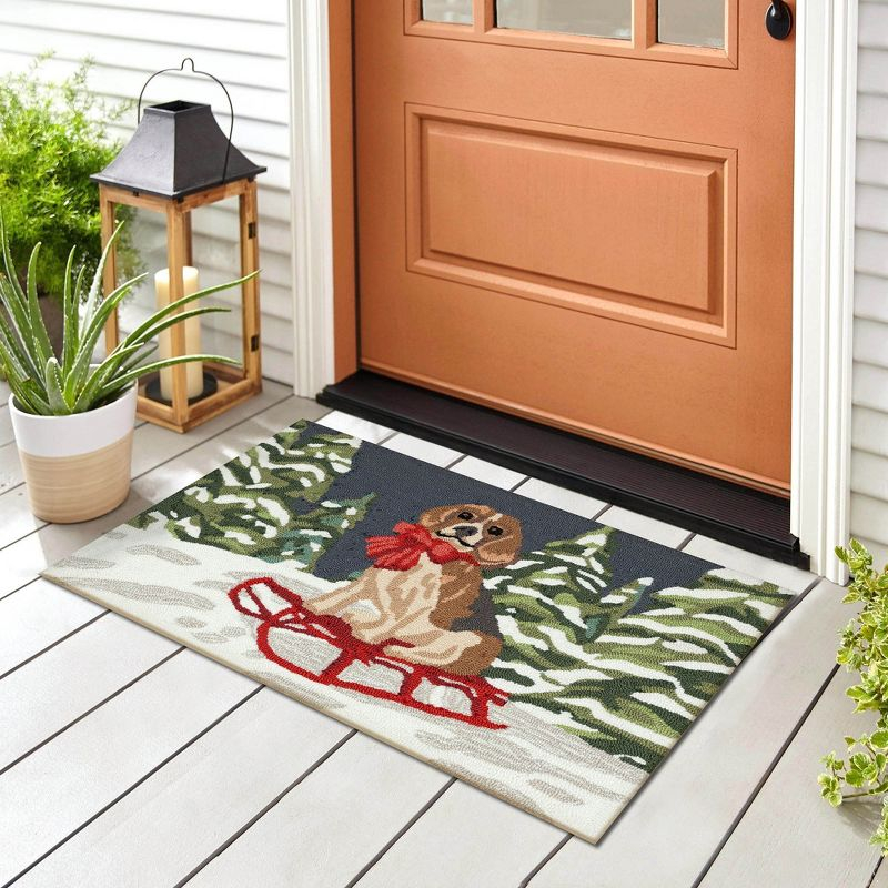 Liora Manne Frontporch Winter Sled Dog Indoor/Outdoor Area Rug Multi 2' x 3'