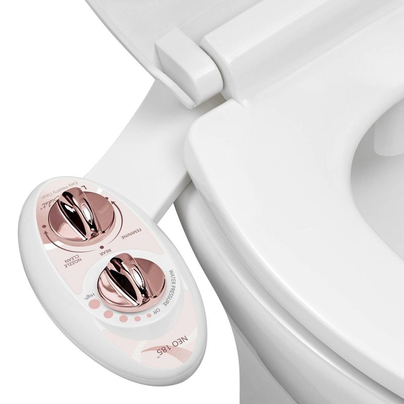 LUXE Bidet NEO 185 Mechanical Attachment Bidet Rose Gold: ABS Material, Elongated Shape, 18-Month Warranty