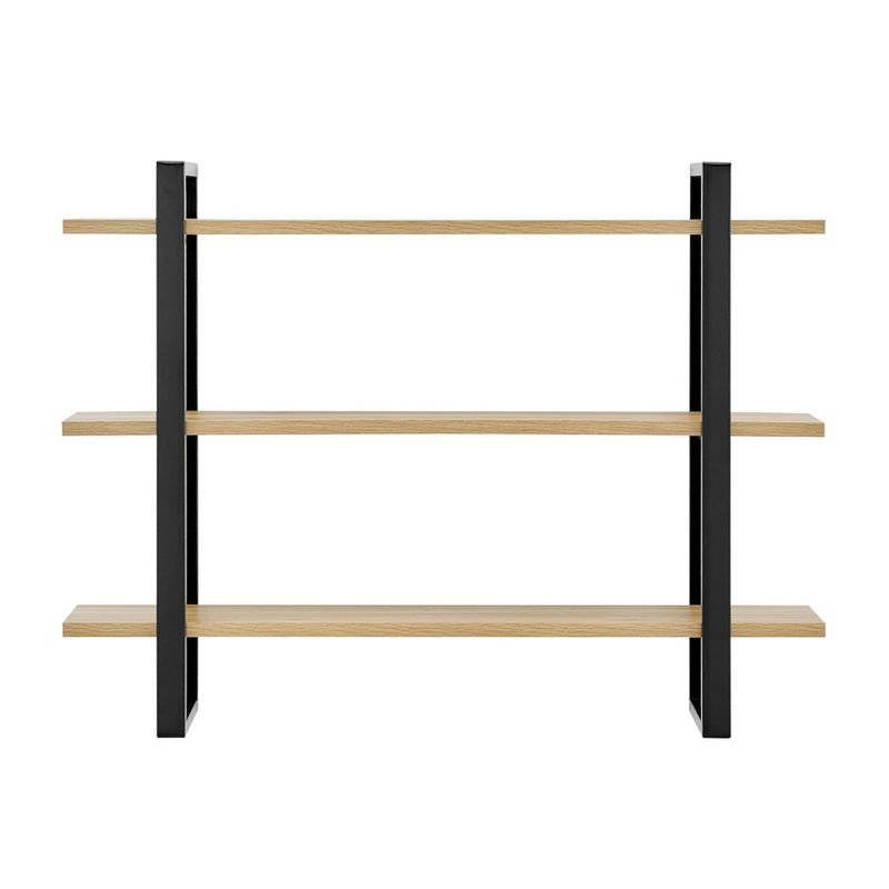 Danya B. 35.5" x 31.5" Rio 3 Tier Floating Bracket Wall Shelf Chestnut: Mid-Century Modern MDF & Iron Storage