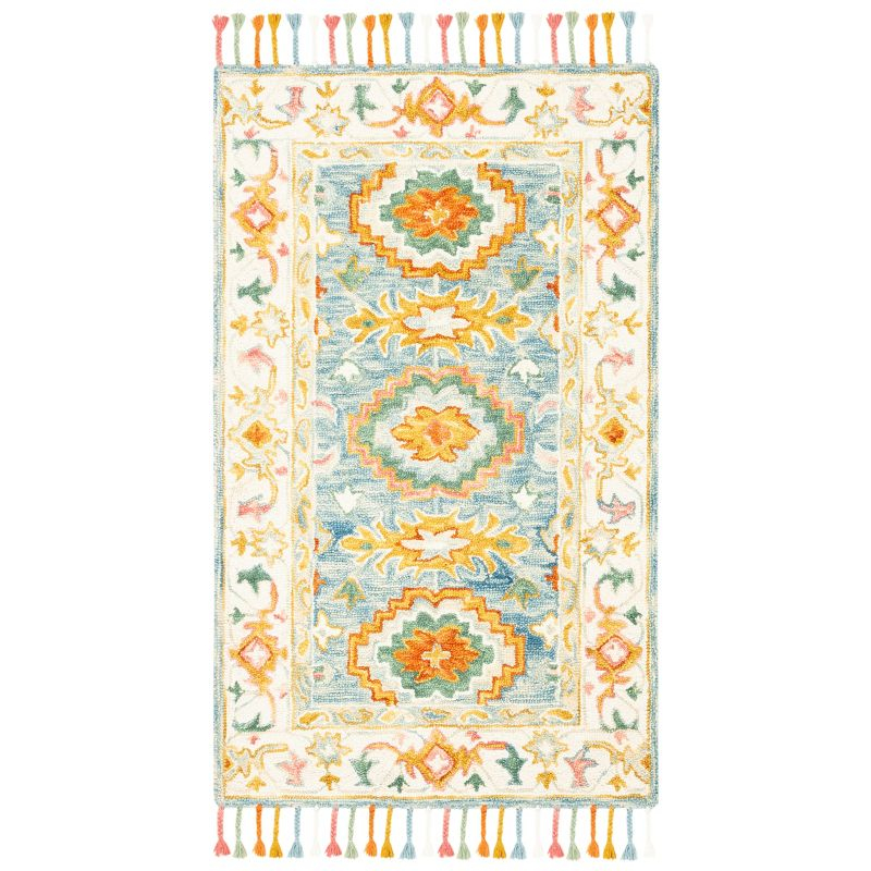 Aspen APN117 Hand Tufted Indoor Area Rug - Blue/Ivory - 4'x6' - Safavieh