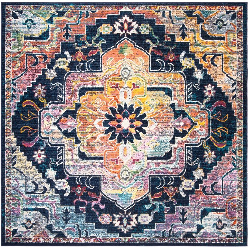 Crystal CRS501 Loomed Indoor Area Rug - Navy/Fuchsia - 4'x4' - Safavieh