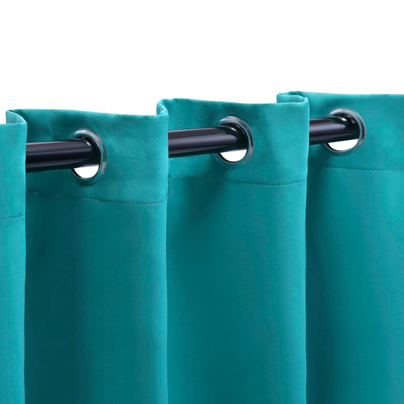 Classic Modern Solid Room Darkening Semi-Blackout Curtains, Grommets, Set of 2, 52"x108", Aqua - Blue Nile Mills
