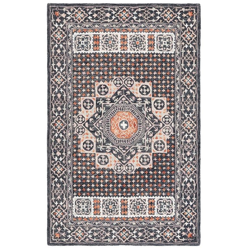 Aspen APN130 Hand Tufted Area Rug  - Black/Rust - 4'x6' - Safavieh.