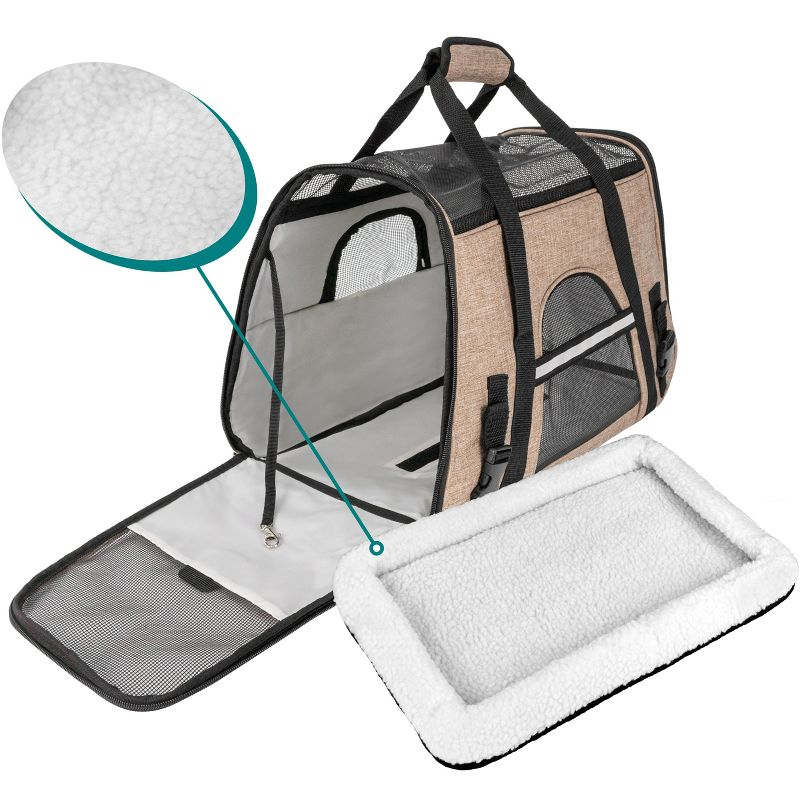 PetAmi Airline Approved Pet Carrier for Cat Dog, Soft Sided Travel Supplies Accessories, Ventilated Carrying Bag Kitten Puppy (Heather Taupe, Small)