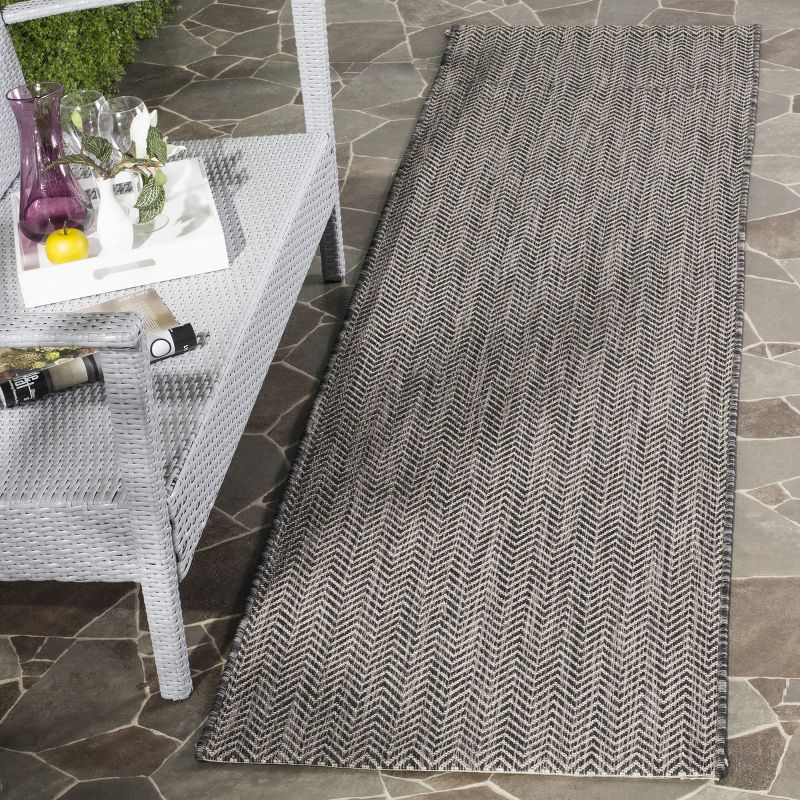 Courtyard CY8022 Power Loomed Indoor and Outdoor Runner Rug - Black/Beige - 2'3"x12' - Safavieh