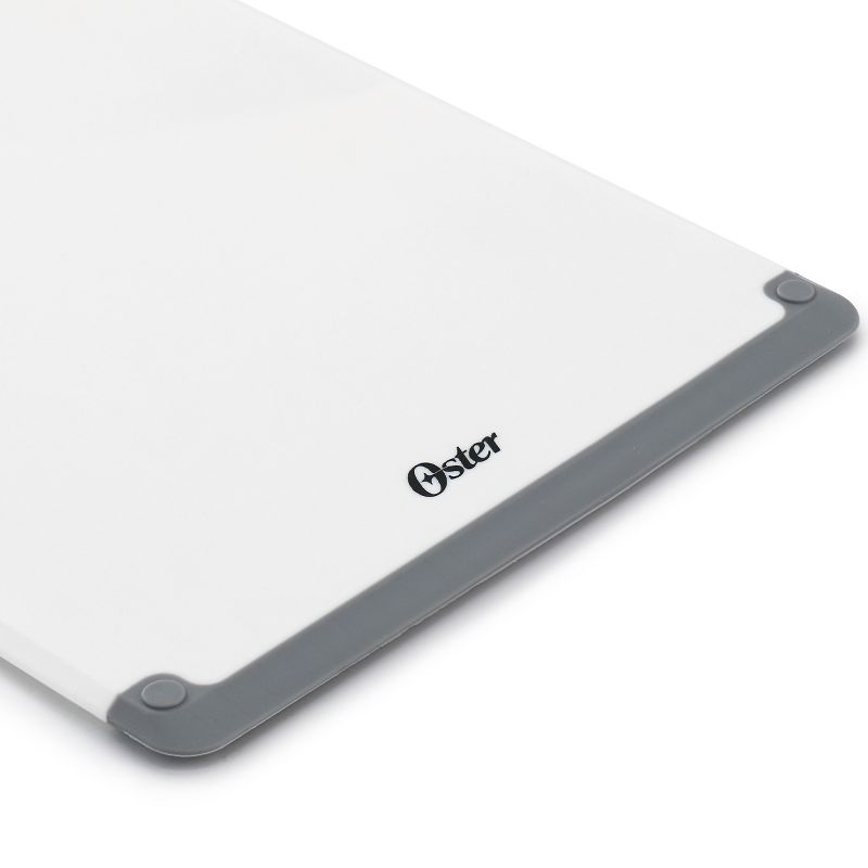 Oster Bergen 2 Piece Rectangular Plastic Cutting Board Set in White with Non-Slip Feet