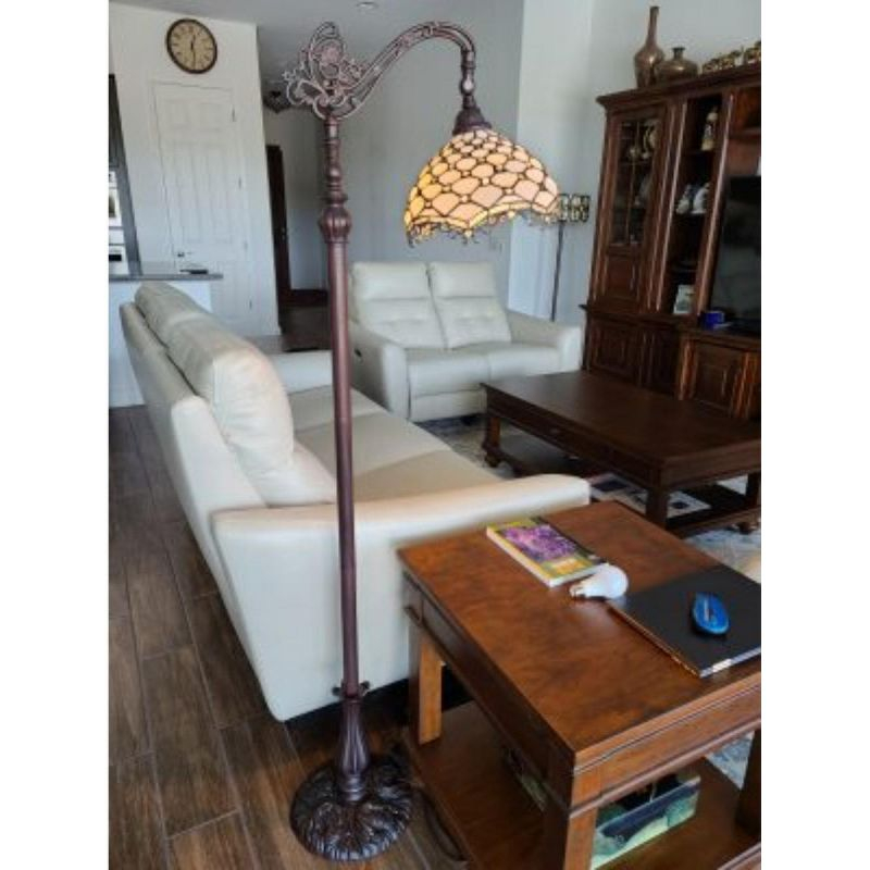 Amora Lighting Tiffany Style Jeweled Reading Floor Lamp 62" High