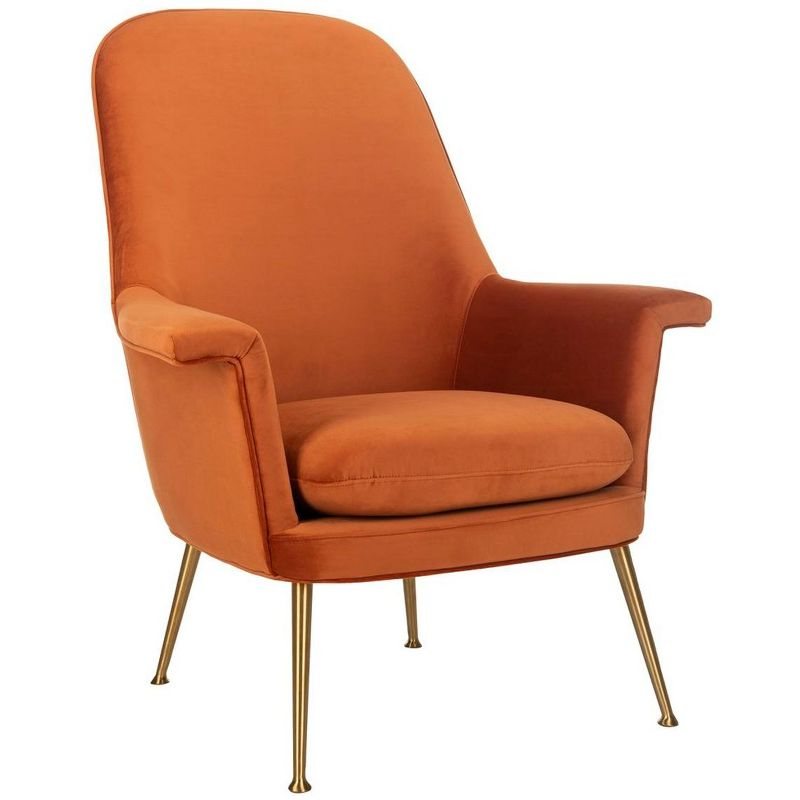 Aimee Velvet Arm Chair - SFV4701 - Sienna/Gold - Safavieh Couture