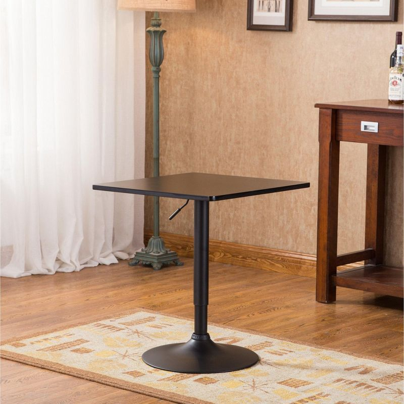 Roundhill Furniture Belham Black Square Adjustable Metal Base Bar Table