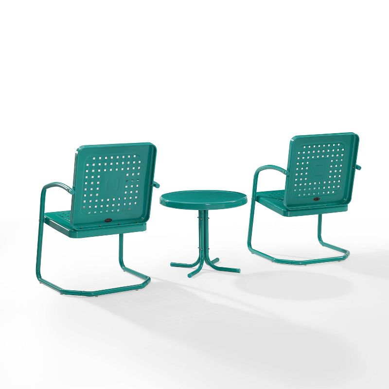 Crosley 3pc Bates Outdoor Patio Chair Set Turquoise: Vintage-Style, Steel Frame, UV-Resistant